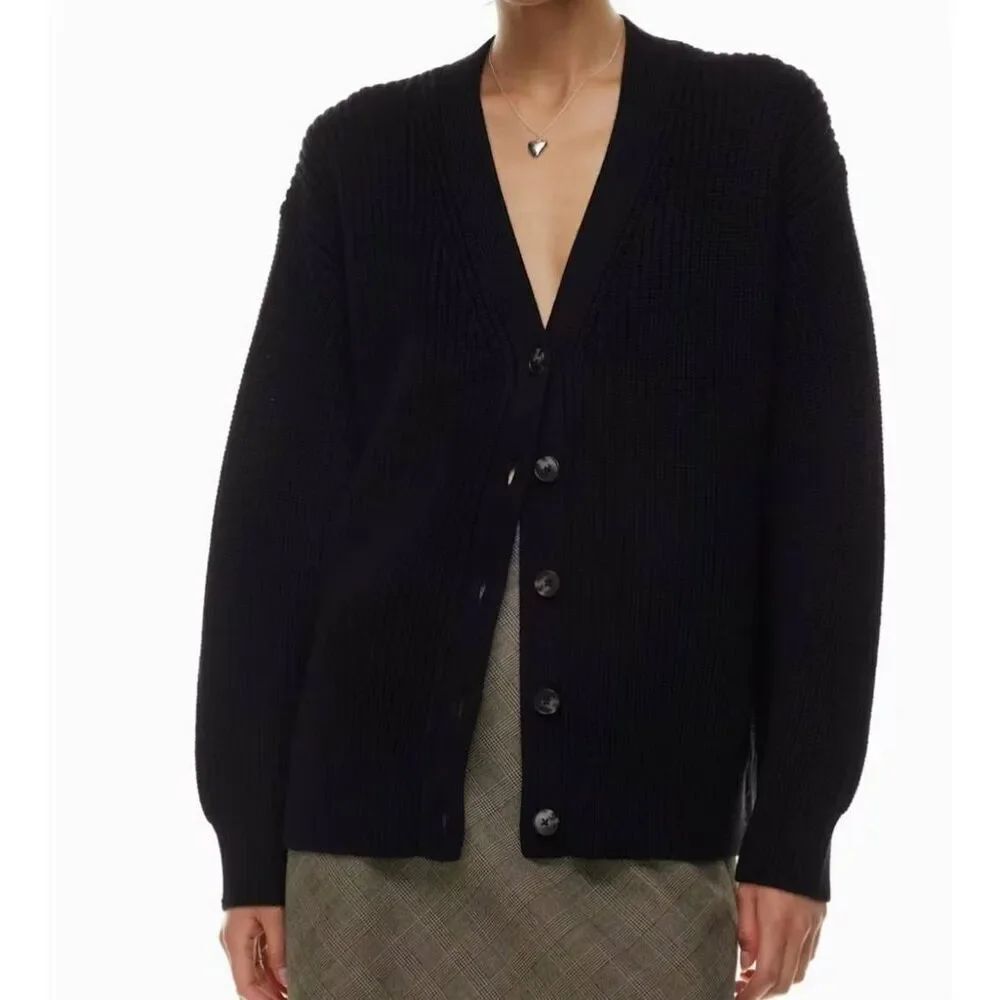 Wilfred Aritzia Sweater Women's Medium Black Storybook Cardigan Merino Wool